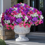 Artificial Flowers Outdoor Shrubs - 16 Bundles Fake Plants UV Resistant No Fade Faux Plastic Greenery Home Garden Porch Patio Decoration (1, Multi 16-4)