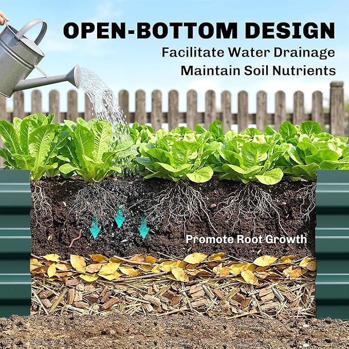 Outsunny Galvanized Raised Garden Bed, 8' x 3' x 1' Metal Planter Box, for Growing Vegetables, Flowers, Herbs, Succulents, Green