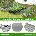 2PCS 8x4x1ft Galvanized Raised Garden Bed,Outdoor Planter Box Metal Patio Kit Planting Bed for Vegetables Flowers Herb,Silver