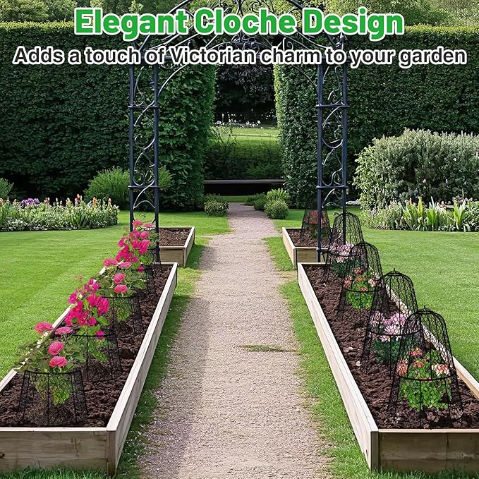 Alphatool Cloche Plant Protectors from Animals - 17.3" Hx11.8 D Chicken Wire Plant Covers with Removable Flip-Top Design, Rustproof Metal Garden Cloches Keep Rabbits, Squirrels, Birds Out - 10 Pack