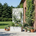 Casaphoria Metal Raised Garden Bed with Trellis, 59"x30"x12" Planter Box for Climbing Plants, Vegetables & Vines, Features Drainage Holes and Privacy Screen, White-Star