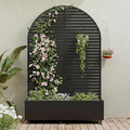 Casaphoria Metal Raised Garden Bed with Trellis and Wheels, 72"x47"x16" Arched Planter Box for Climbing Plants, Vegetables & Vines, Features Drainage Holes and Privacy Screen (Black-Louvered)
