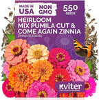 KVITER 550 Cut and Come Again Zinnia Seeds for 2026 (Zinnia elegans) — Pumila Double Blooms Zinnia Mix, Heirloom & Non GMO — Ideal Cut Flower Seeds for Planting in Garden, Containers, Cutting Beds