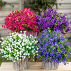 Artificial Flowers for Outdoors Fake Plants - 12 Bundles Faux Outside Greenery Boxwood No Fade Plastic Shrubs Fall Decor Farmhouse Home Garden (White)