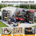 12x20 FT Outdoor Storage Shed, Metal Garden Shed with Lockable Door & Sloped Roof, Large Waterproof Utility Tool Shed for Backyard, Garden, Patio, Lawn, Black