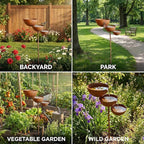 Metal Rainwater Collector Garden Stake, 3 Tier Cascading Bird Bath | 2026 New Outdoor Garden Decorative Flower Bed Rainwater Collector and Bee Watering Station 25inches 2pcs