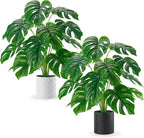 Der Rose 2 Pack 28'' Artificial Plants Indoor Large Fake Potted Plants Faux Monstera Plants Indoor Tall for Home Farmhouse Bedroom Living Room Decor