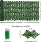 ODTORY Artificial Fence Privacy Screen: 4FT x 50FT UV-Anti Faux Greenery Backdrop Ivy Chain Link Shades Panels for Patio, Balcony, Garden,Deck,Backyard Indoor Outdoor Green Wall Decor