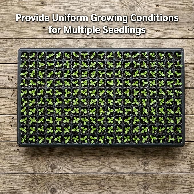 Gardzen 10 Pack 200 Cell Seed Starter Trays, 1.5" Deep Plug Tray for Seedlings, Durable Seedling Trays with Drainage Holes, Fit Standard 1020 Drip Tray