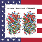 HyeFlora Faux Flowers for Outdoors Decoration, 2Pcs Artificial Fake Hanging Spring Summer Decor, Red and Blue Realistic Plants, UV & Fading Resistant Silk Flower for Porch Patio Balcony Planter Yard