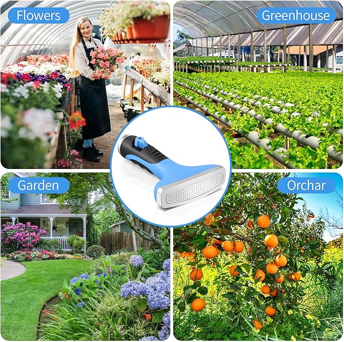 Dreyoo Fan Spray Nozzle for Garden Hose, Heavy Duty Garden Hose Head Spray for Watering Wand with Flow Control and Ergonomic Insulated Grip, Blue (1 Pack)