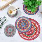 Nuanchu 6 Pcs Boho Plant Pot Coasters 3 Sizes 3.94" 5.9" 7.87", Rubber Absorbent Non-Slip Pot Plant Round Mat Gardening Indoor Outdoor Flower Protect Mat for Table Desk Floor, Colorful