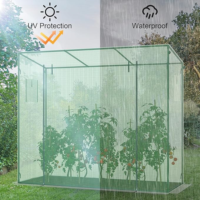 Small Greenhouse for Outdoors, Green House for Winter with Roller Shutter Zipper Door and Window, Thickened PE Cover, Portable Greenhouse for Indoor and Outdoor Plant Growth
