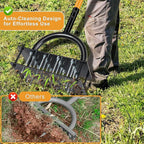 Manual Lawn Aerator Tool with 16 Steel Spikes, Adjustable T-Handle Hand Aerator Lawn Tool with 4-Spring Self-Cleaning Design for Soil Loosening & Grass Root Growth in Lawn, Garden & Backyard
