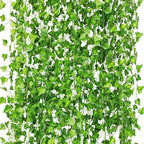 CQURE 48 Pack 336Ft Artificial Ivy Fake Vines,Ivy Garland Greenery Garland Fake Hanging Plants Vines Aesthetic Green Leaves for Bedroom Wedding Party Garden Wall Room Decor