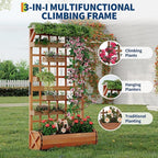 GarveeLife 67" h Raised Garden Bed with Trellis & Roof - Wooden Planter Box with Drainage, Freestanding Outdoor Garden Box for Climbing Vines, Vegetables, Flowers - Perfect for Yard, Patio, Balcony