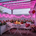 JMEXSUSS Pink Christmas String Lights 600 LED 168ft Remote Timer Clear Wire Pink Fairy Lights for Romantic Dinner Bedroom Tree Outdoor Patio Wedding Party Christmas Room Decor