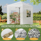 Devoko 8x6 FT Walk-in Greenhouse, Instant Pop Up Green House for Outdoors with PE Cover, Zippered Door and 2 Roll-up Windows, Portable and Easy Assemble (White)