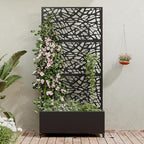 Casaphoria Metal Raised Garden Bed with Trellis and Wheels, 72"x35"x16" Planter Box for Climbing Plants, Vegetables & Vines, Features Drainage Holes and Privacy Screen (Black-Net)