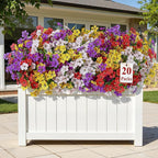 Alupssuc 20 Bundles Artificial Flowers for Outdoor Indoor Decoration, UV Resistant No Fade Fake Plants Eucalyptus, Colorful Faux Spring Flowers for Outside Yard Porch Patio Garden Home Window Box