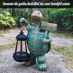Turtle Garden Statue Outdoor Décor with Solar Lights Lantern,Turtle Solar Light Figurines Outside Decorations for Yard，Lawn ,Patio, Balcony, Unique Housewarming Gifts