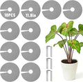 Pack Plant Pot Grids, 11.8" Trim-to-Fit Plant Pot Soil Covers Protectors from Animals,Plant Pot Soil Guard for Indoor Outdoor Plant Protection with Metal Stakes (10, Black)