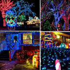 Dazzle Bright 300 LED Christmas String Lights, 100 FT Connectable Waterproof String Lights Green Wire with 8 Modes, Xmas Vintage Decorations for Indoor Outdoor Party Yard Garden Decor (Blue)