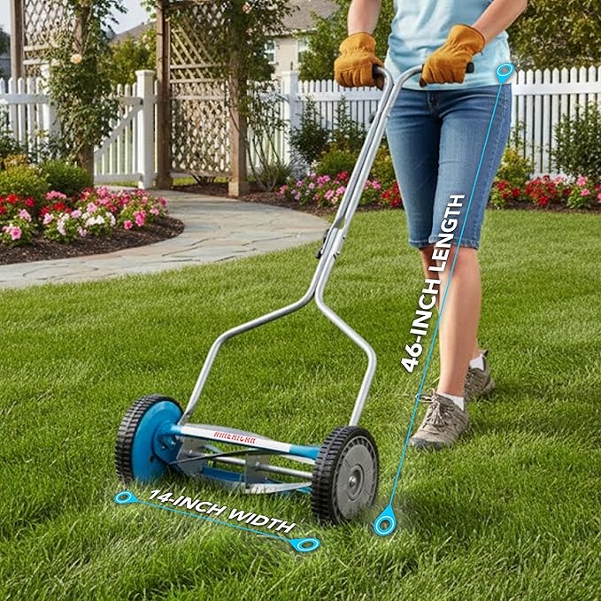 American Lawn Mower Company 2204-14 14-Inch 4-Blade Push Reel Lawn Mower