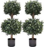 3Ft-35'' Artificial Boxwood Double Ball Topiary Trees,2PACK Faux Topiaries Tree Store Garden Indoor&Outdoor for Porch Home Decor