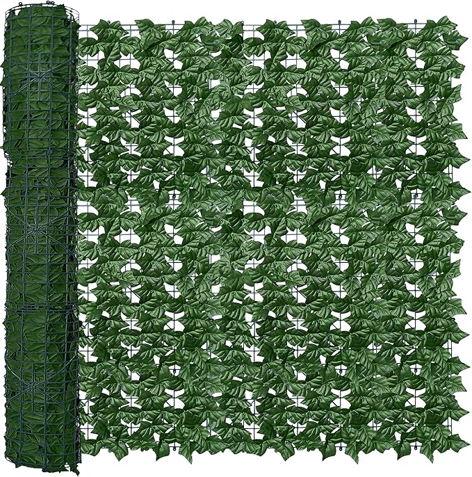 ODTORY Artificial Fence Privacy Screen: 4FT x 50FT UV-Anti Faux Greenery Backdrop Ivy Chain Link Shades Panels for Patio, Balcony, Garden,Deck,Backyard Indoor Outdoor Green Wall Decor