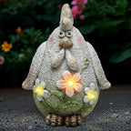 Leekung Solar Chicken Garden Statue with LED Lights for Outdoor Decoration,Chicken Statue Sculpture Yard Decorations, Outdoor Animal Figurine Gifts for Garden Patio Lawn Backyard Farmhouse