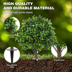 JTING' CHOISIR Set of 2 Artificial Boxwood Topiary Ball Trees with Ground Spike, 26 Inches UV Resistant Fake Plant Bushes Shrubs, for Indoor Outdoor Front Porch Garden (Boxwood)