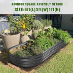 Land Guard 6×3×1 ft Galvanized Raised Garden Bed Kit， Raised Garden Boxes Outdoor, Oval Metal Raised Garden Beds for Vegetables, Flowers, Herbs（Grey）……