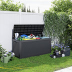 PatioZen 120 Gallon Resin Deck Box, Lockable Weatherproof Outdoor Storage Box for Furniture, Garden Tools and Tools Storage, Waterproof Outside Storage Boxes - Black
