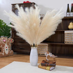 Premium Faux Beige Pampas Grass Decor – Cream Sand 43.3″ 8pcsTall Fluffy Feather Flowers, No Assembly 18-Branch One-Piece Stems for Floor Vase, Boho Wedding & Neutral Home Decor (8pcs 110cm)