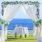 TELDRASSIL 4Pcs(26 FT) Artificial Rose Vine Fake Flower Garland Fake Silk Rose Hanging Vine for Wedding Party Background Arch Garden Background Decoration (Blue)