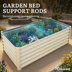 YITAHOME 6x3x3ft Large Raised Garden Bed Kit, Galvanized Metal Planter Box with Gloves, Support Rod, Outdoor Above Ground Planters for Plants Vegetables Flowers, Cream Yellow