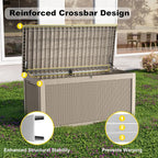 320 Gallon Outdoor Deck Box, Lockable Waterproof Outdoor Storage Boxes For Garden Tools,Indoor Cushions,Accessories Outside Storage Resin Weatherproof Container(Grey)