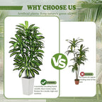 Artificial Dracaena Tree - 5FT Tall Fake Plants with White Tall Planter - Artificial Plants Indoor Floor Plant in Pot - Large Tropical Fake Yucca Potted Tree for Home Office Living Room Decor