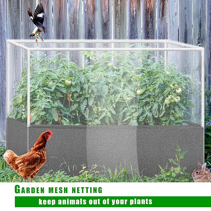 UNIFAMILY 4X2.6X1.3FT Fabric Raised Garden Bed Kit, Breathable Raised Garden Bed with Cover, Garden Beds Outdoor with Plant Protection Mesh Netting for Vegetable, Flower, Herbs and Strawberry