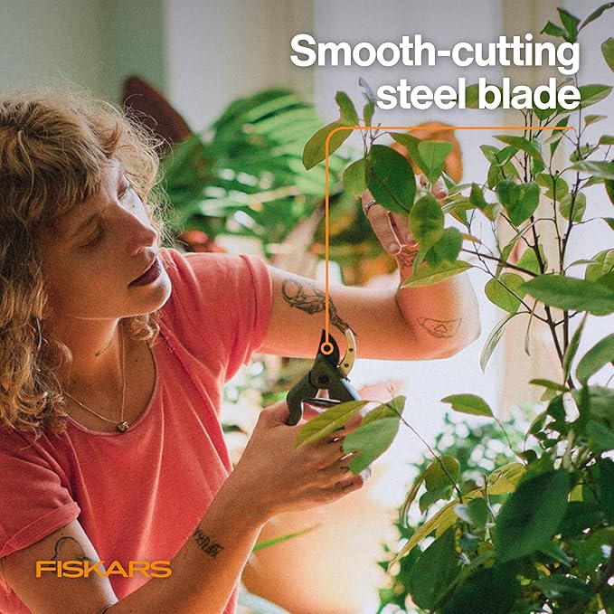 Fiskars Sculptor Plant Pruner, Precision Bypass Shears for Indoor Gardening & Bonsai, Low-Friction Steel Blades for Clean Cuts on Stems, Ergonomic Handle with Easy Lock, 1/2 Inch Capacity