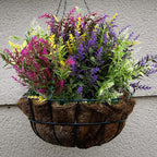 Xinnun 24 Bundles Flowers Outdoor Plants Fake Lavender Plant Artificial Greenery Decoration UV Resistant Plastic Faux Flowers for Home Garden Porch Courtyard Outdoor Indoor