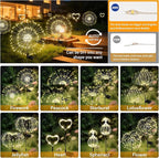 Solar Garden Lights Outdoor Decor Waterproof, 3Pack 120LED Firework Lights for Garden Decorative, Fairy Lights Solar Powered for Yard, Patio,Pathway,Flowerbed,Planter,Party(Warm White)