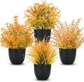 Der Rose Fall Fake Plants 4 Packs Artificial Plants Small Faux Plants Black Bathroom Accessories Fall Decorations for Home Bathroom Home Office Desk Fall Decor Indoor