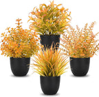 Der Rose Fall Fake Plants 4 Packs Artificial Plants Small Faux Plants Black Bathroom Accessories Fall Decorations for Home Bathroom Home Office Desk Fall Decor Indoor