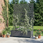 Casaphoria Metal Raised Garden Bed with Trellis and Wheels, 72"x47"x16" Planter Box for Climbing Plants, Vegetables & Vines, Features Drainage Holes and Privacy Screen, Drakgrey-Net