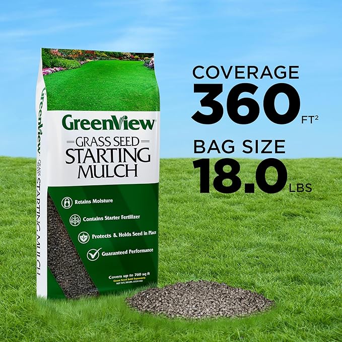 GreenView Grass Seed Starting Mulch – Ideal for Newly seeded lawns and Bare Spots -18 lb. Bag - Covers 360 sq. ft.