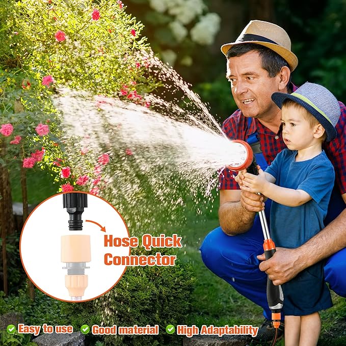 Saillong 2 Pack Garden Hose Wand, Adjustable Watering Wand with Textured Handle, 8 Spray Patterns Hose Sprayer for High Plants, Lawn, Car Washing and Irrigation