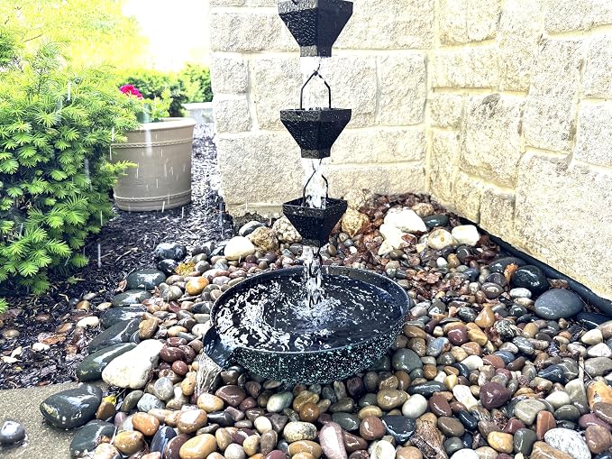 U-nitt 12" Spill Bowl Downspout Catch Basin for Rain Chain Anchoring & Stake | Rainwater Collection for Roof |Gutter Catch Basin | Good for Water Fountain & Birdbath | Patina | Handles Heavy Rain