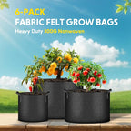 iPower Plant Grow Bag 15 Gallon 6-Pack Heavy Duty Fabric Pots, 300g Thick Nonwoven Fabric Containers Aeration with Nylon Handles, for Planting Vegetables, Fruits, Flowers, Black 2024 Version